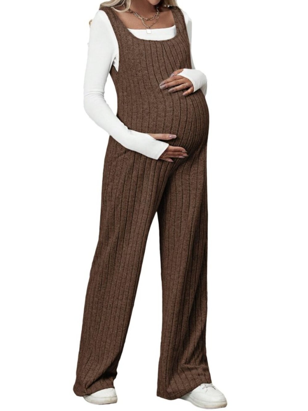 Maternity Jumpsuit Sleeveless Square Neck Wide Leg Pants Romper